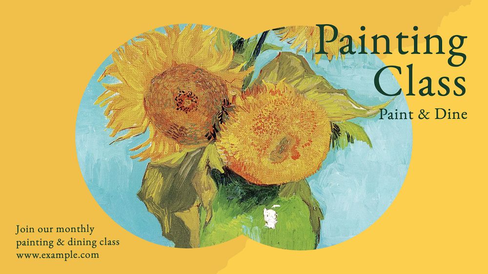 Painting class blog banner template, editable text & design