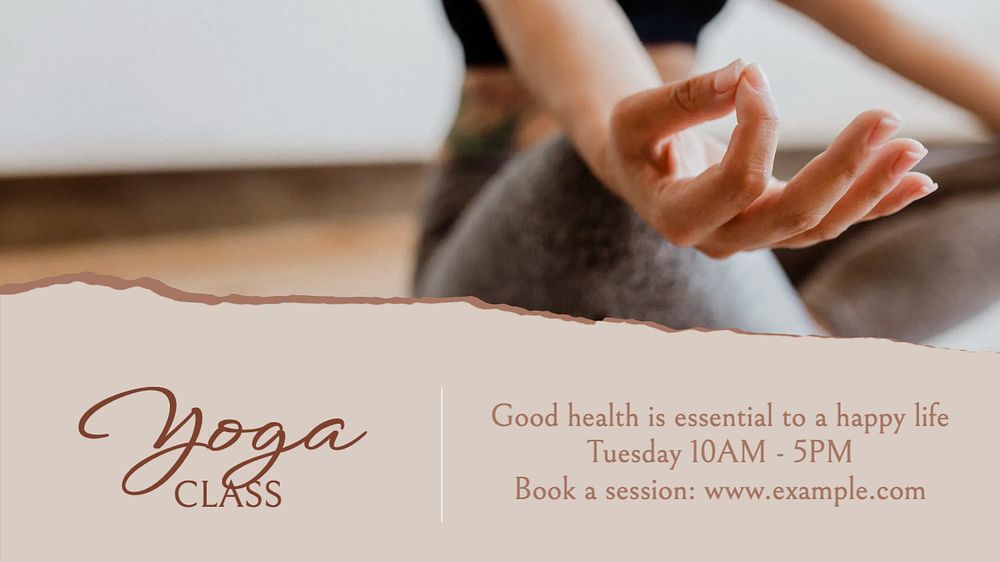 Yoga class blog banner template, editable text & design