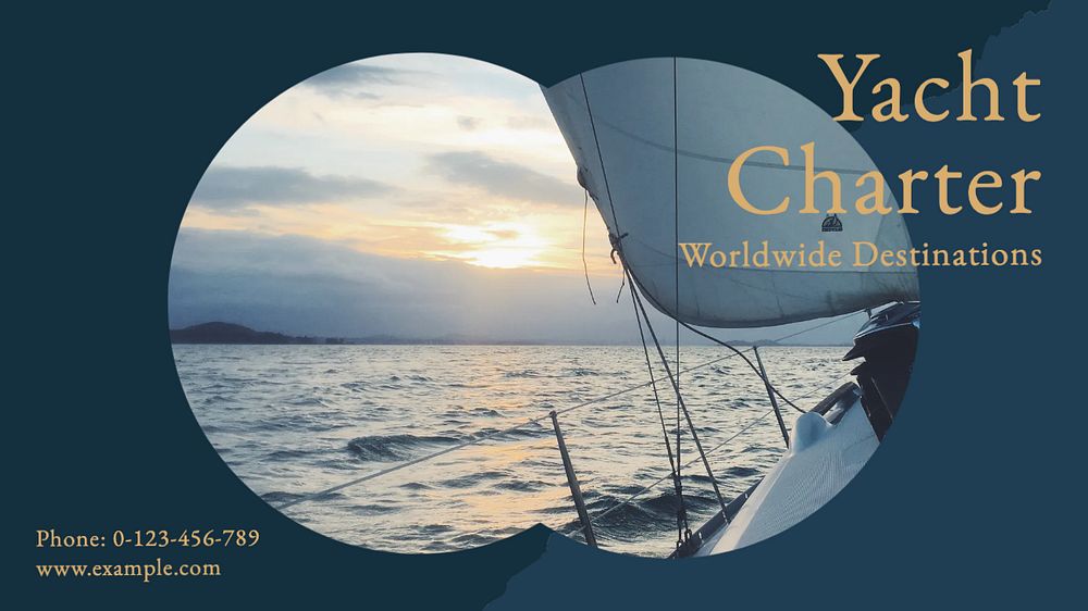 Yacht charter blog banner template, editable text & design