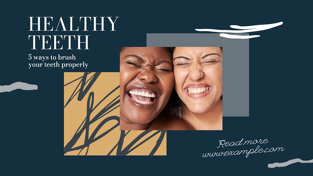 Healthy teeth blog banner template, editable text & design