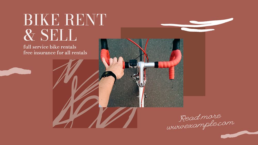 Bike rental blog banner template, editable text & design