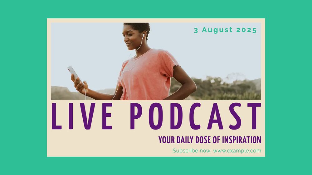 Live podcast blog banner template, editable text