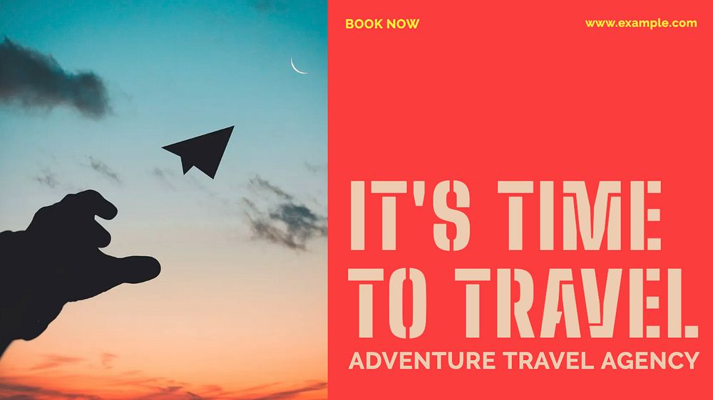 Travel agency blog banner template, editable text