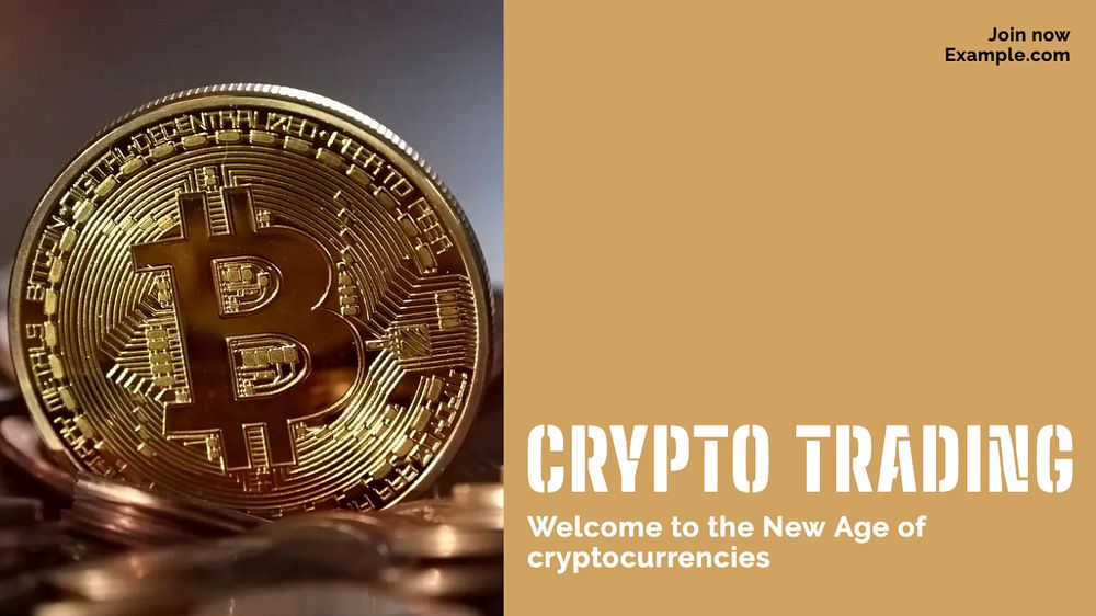 Crypto trading blog banner template, editable text