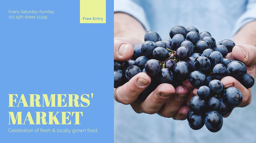 Farmers market blog banner template, editable text