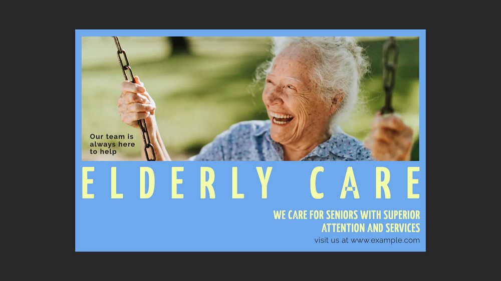 Elderly care blog banner template, editable text