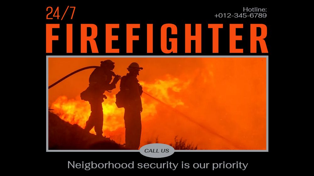 Firefighter service blog banner template, editable text