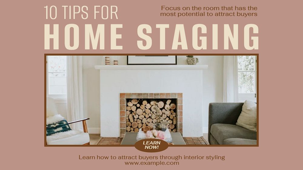 Home staging blog banner template, editable text