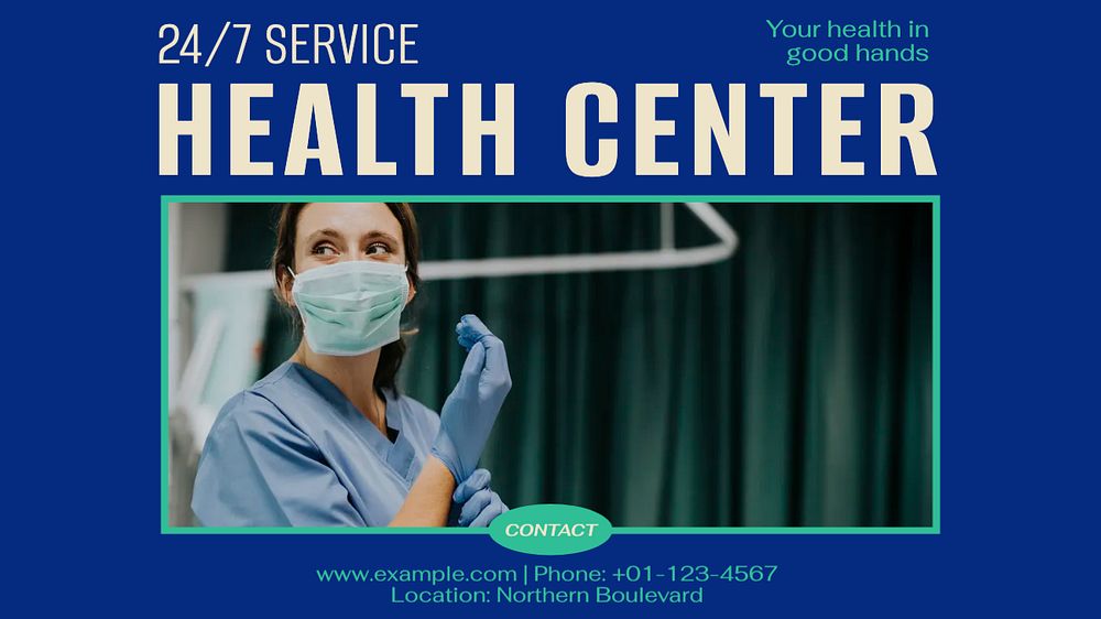 Health center blog banner template, editable text