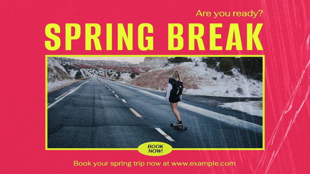 Spring break blog banner template, editable text