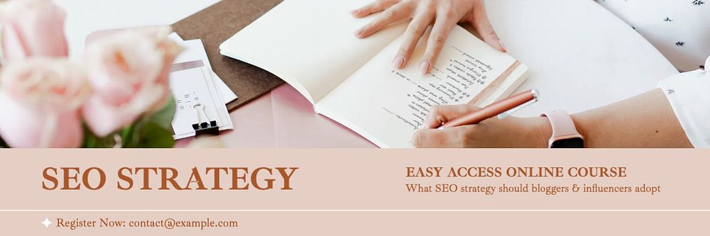 SEO strategy course email header template, customizable design