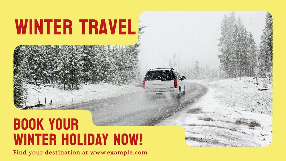 Winter tire driving blog banner template, editable ad