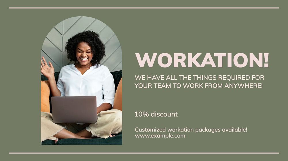 Workation blog banner template, editable ad