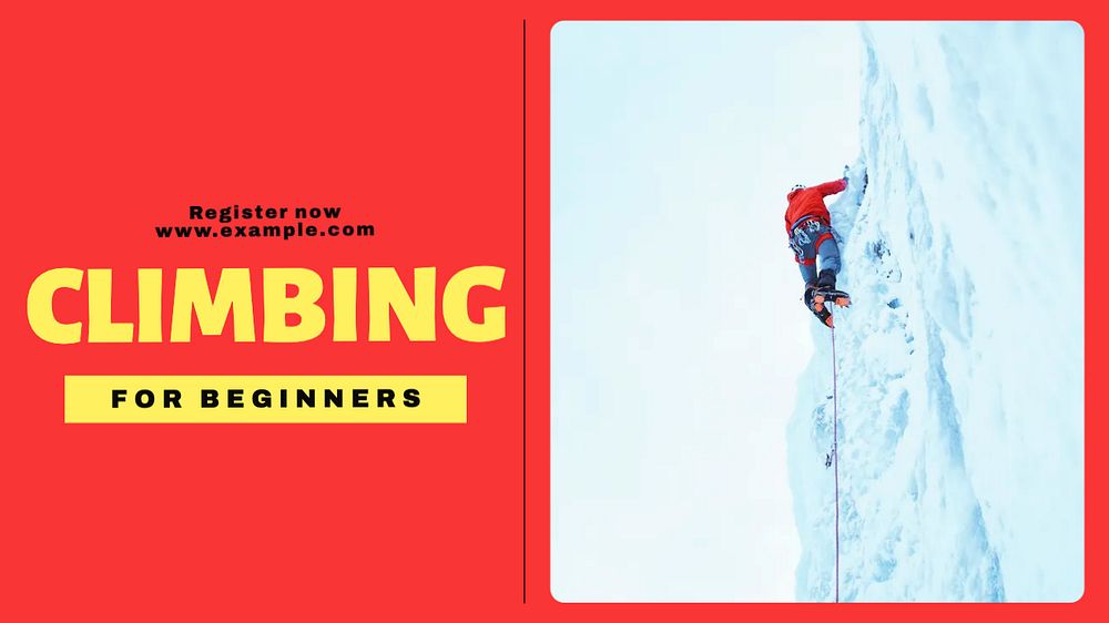 Climbing for beginners blog banner template, editable ad