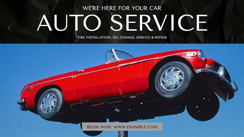 Auto service blog banner template, editable ad