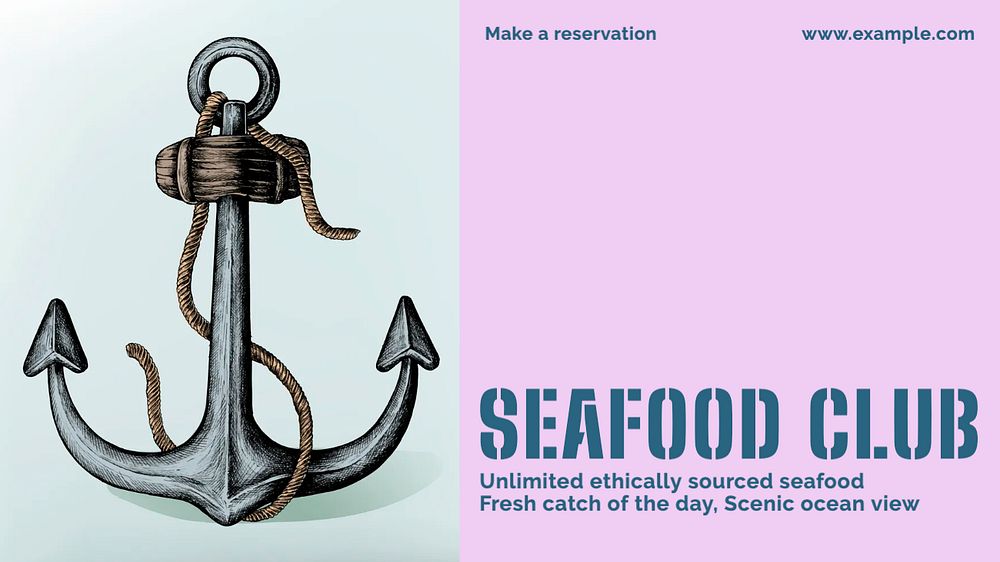 Seafood restaurant blog banner template, editable ad