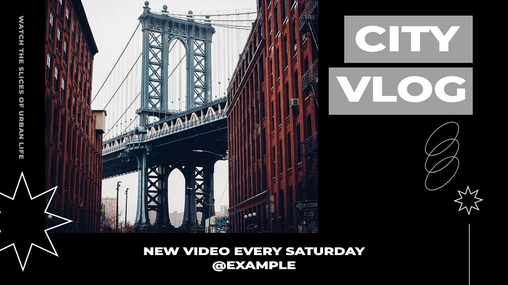 City vlog blog banner template, editable ad