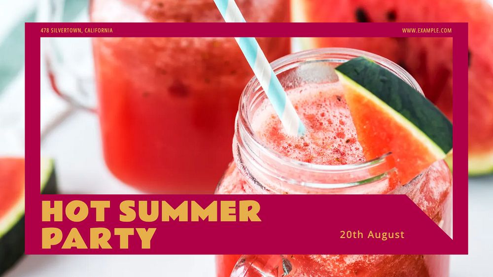 Hot summer party blog banner template, editable ad