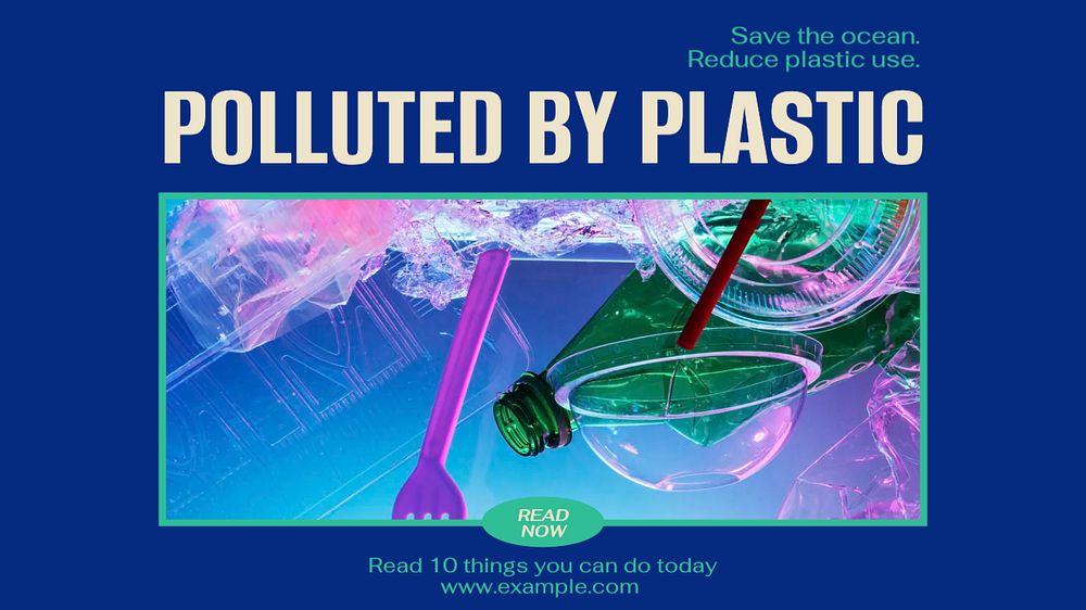 Plastic pollution blog banner template, editable ad