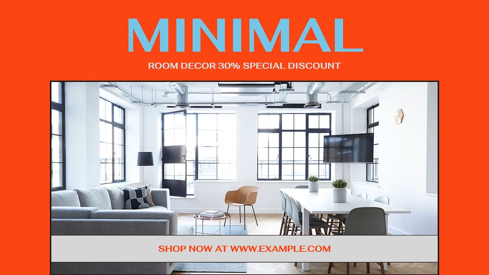 Minimal room decor blog banner template, editable ad