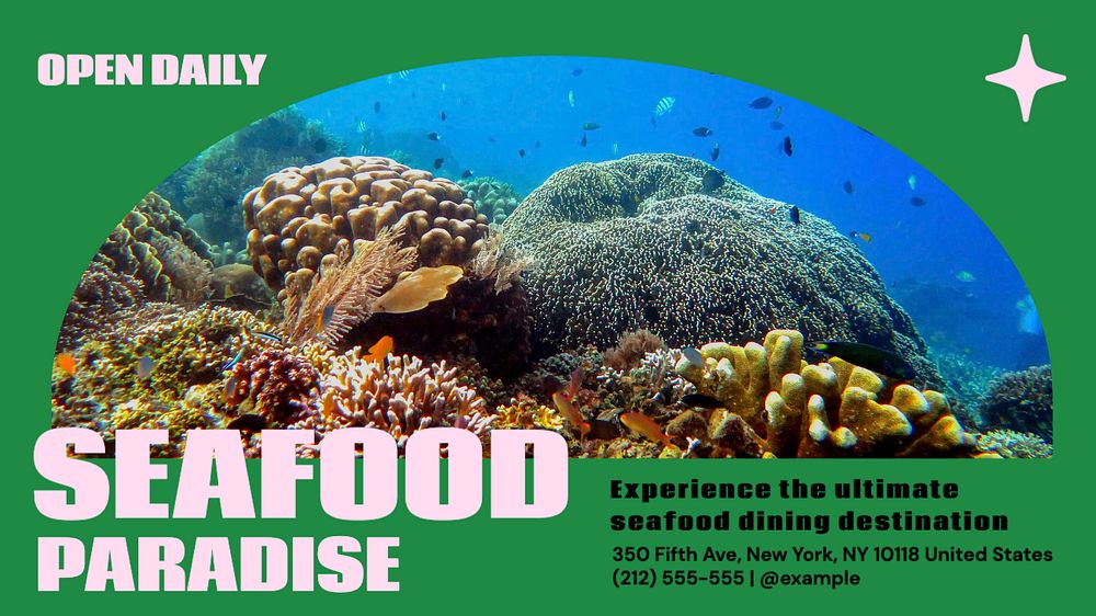 Seafood restaurant fish blog banner template, editable ad