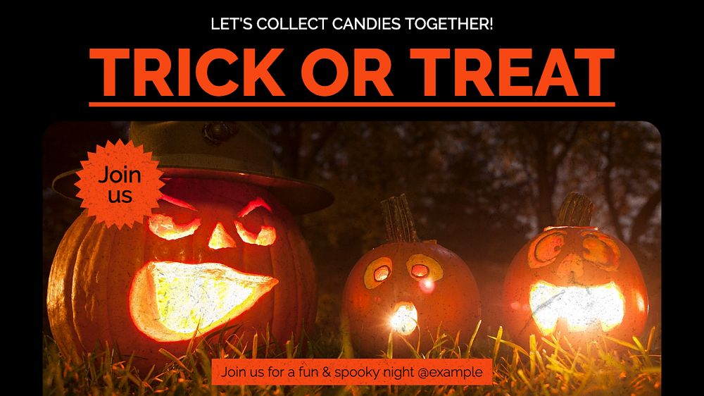 Trick or treat blog banner template, editable ad