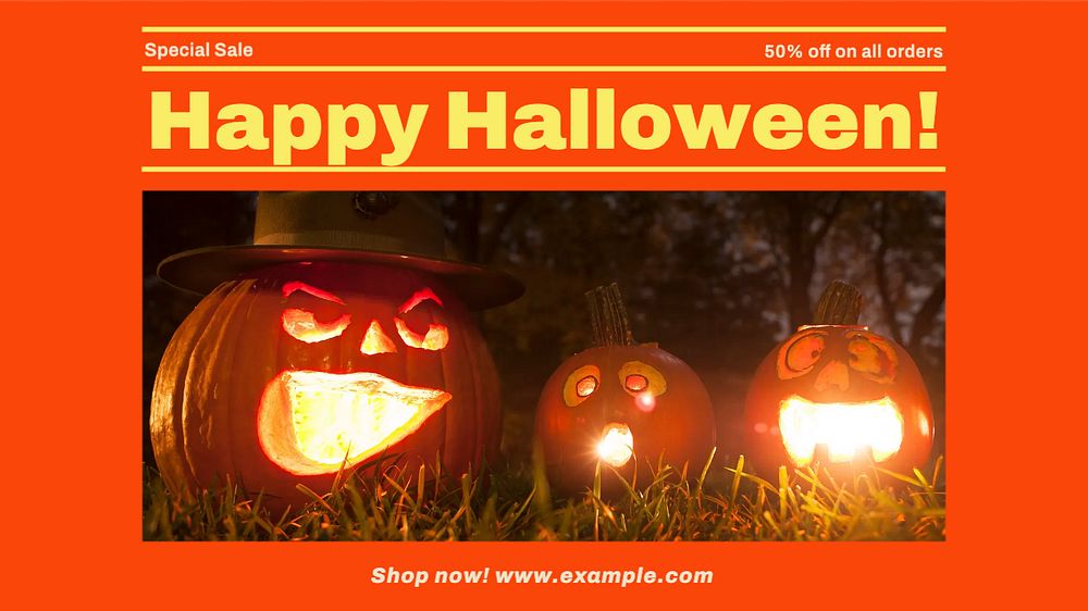 Halloween sale blog banner template, editable ad