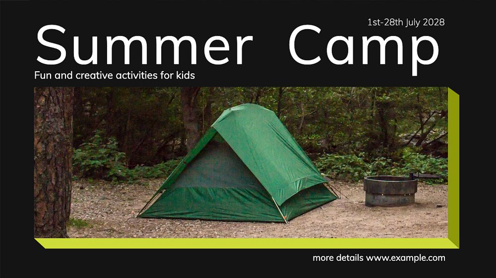 Summer camp blog banner template, editable ad