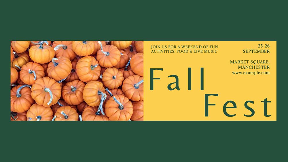 Fall festival blog banner template, editable text & design