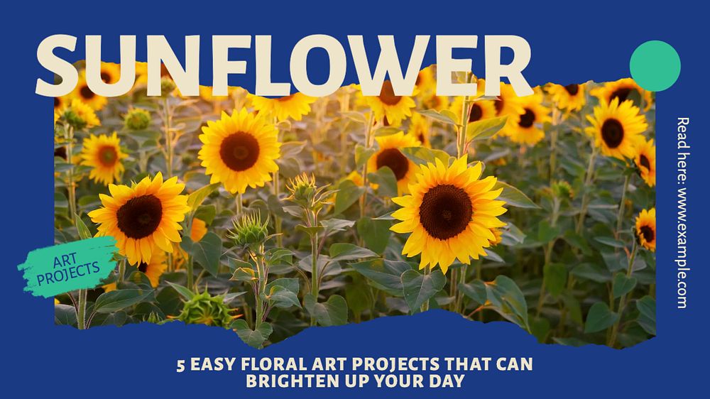 Sunflower art blog banner template, editable ad