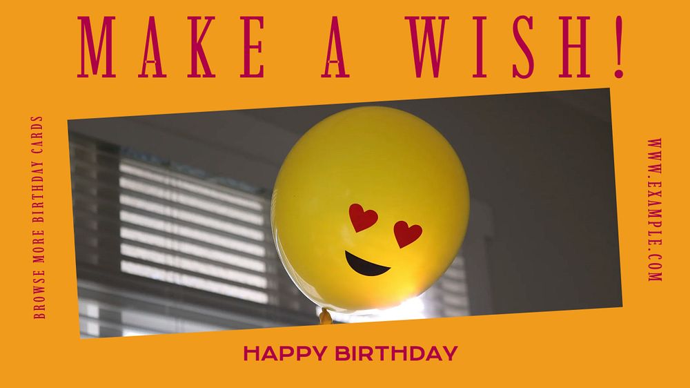 Birthday card wish blog banner template, editable ad