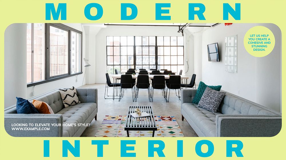 Modern interior blog banner template, editable ad