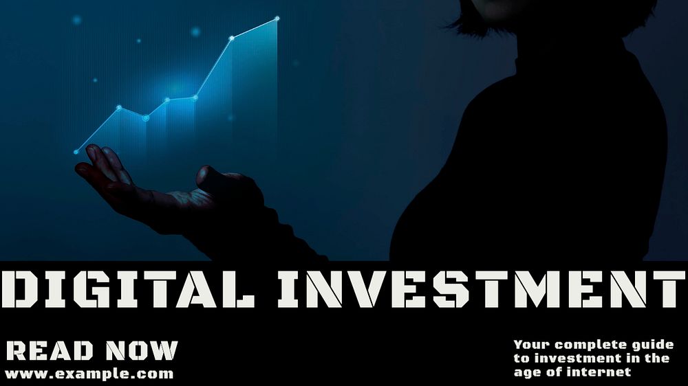 Digital investment blog banner template, editable ad