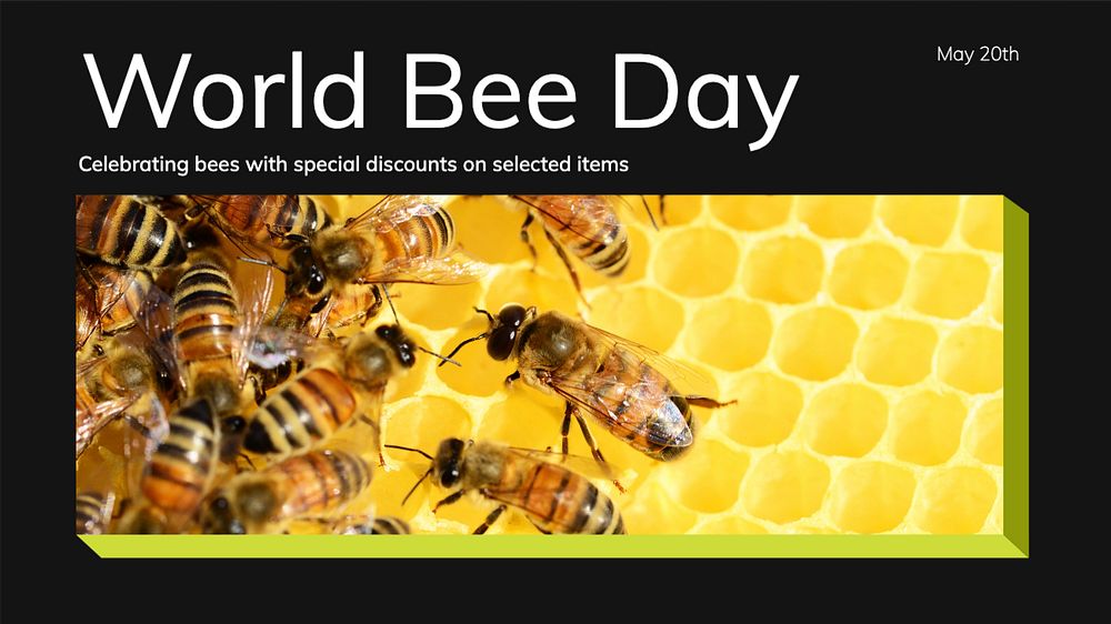 World Bee Day blog banner template, editable ad