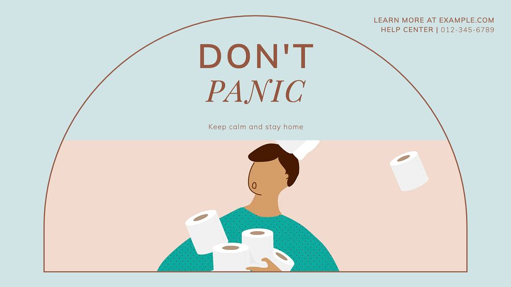 Covid 19 panic blog banner template, editable text & design