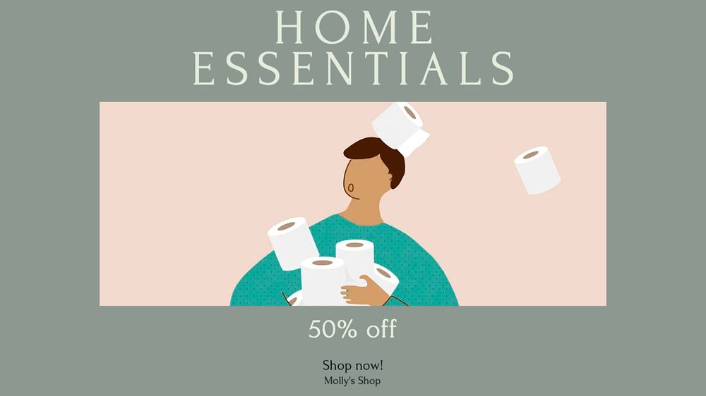 Home essentials sale blog banner template, editable text & design