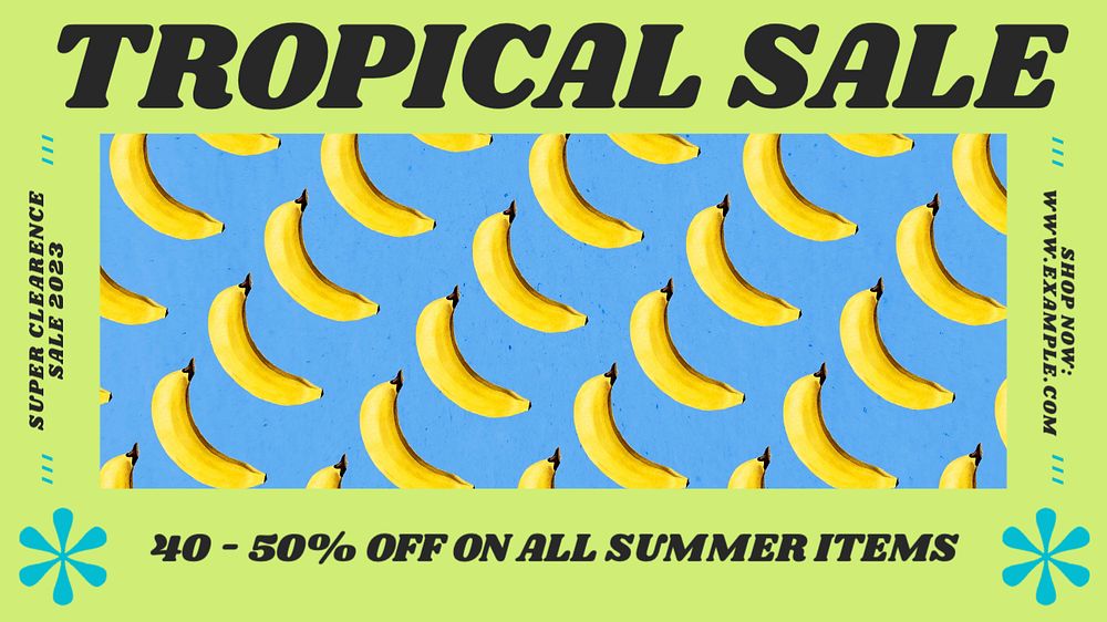 Tropical sale blog banner template, editable ad