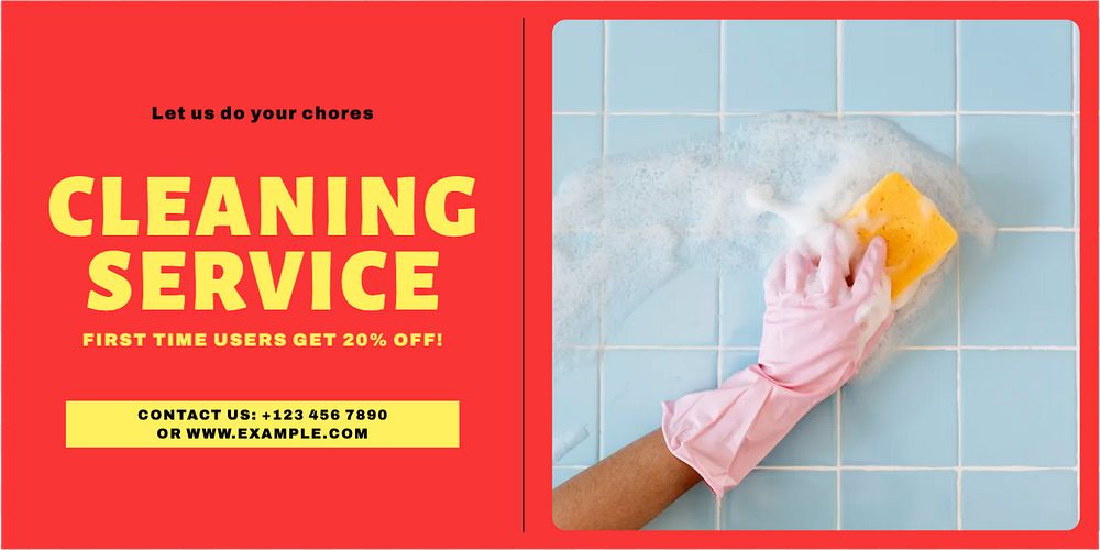 Cleaning service Twitter post template, editable text