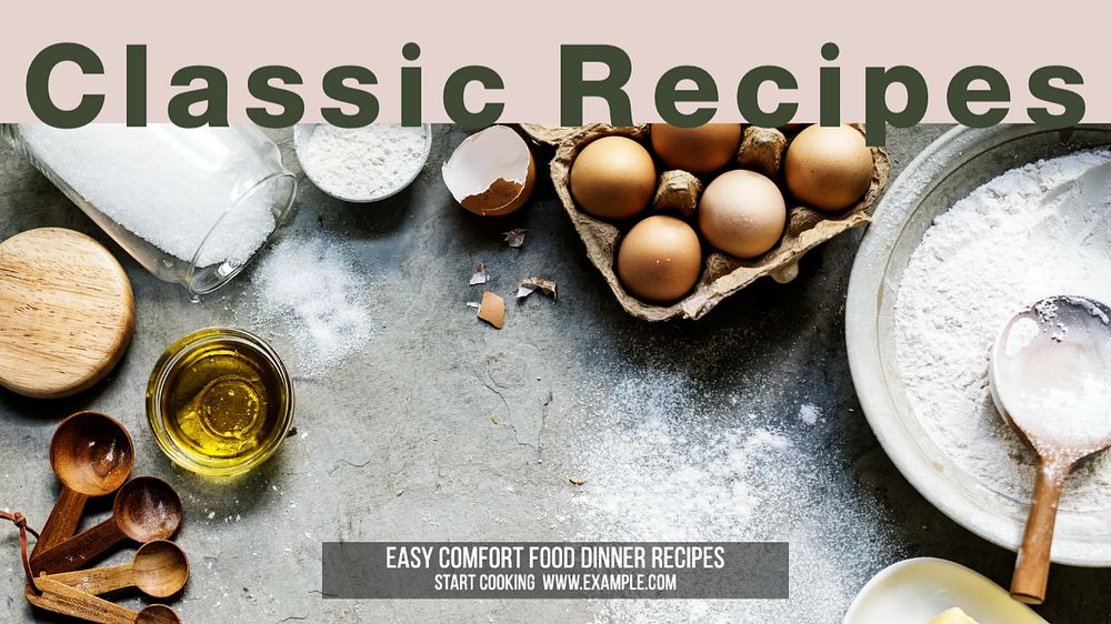 Food recipes blog banner template, editable ad