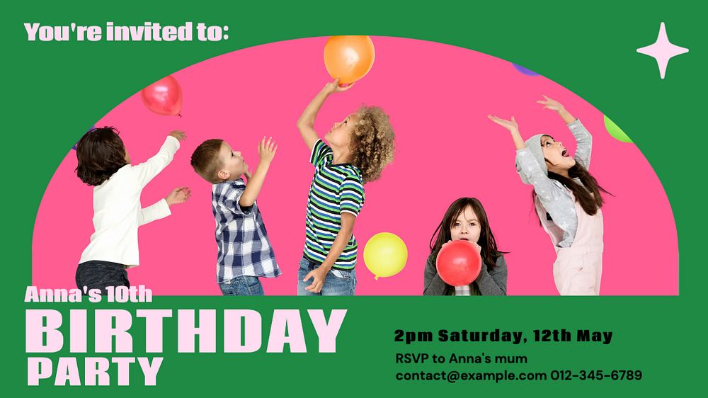 Birthday party blog banner template, editable ad