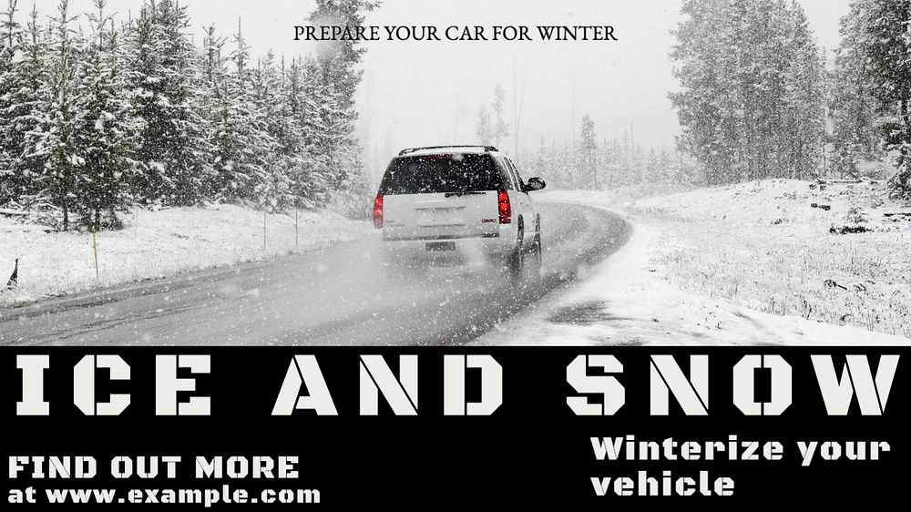 Winter tire driving blog banner template, editable ad