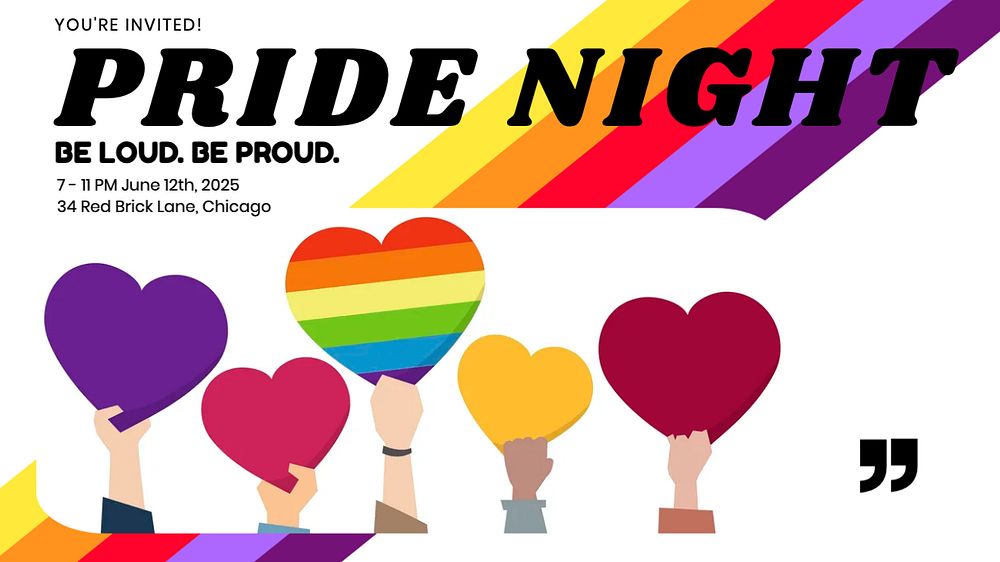 Pride night blog banner template, editable ad