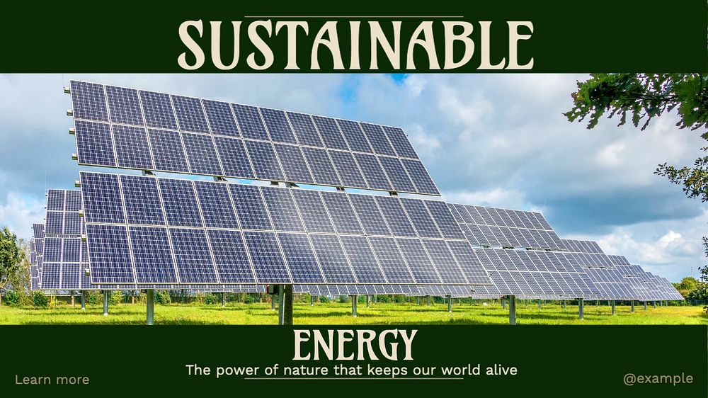 Sustainable energy blog banner template, editable ad