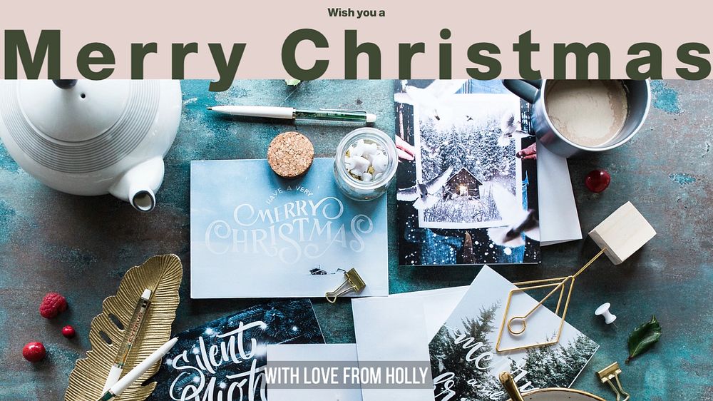 Merry Christmas blog banner template, editable ad