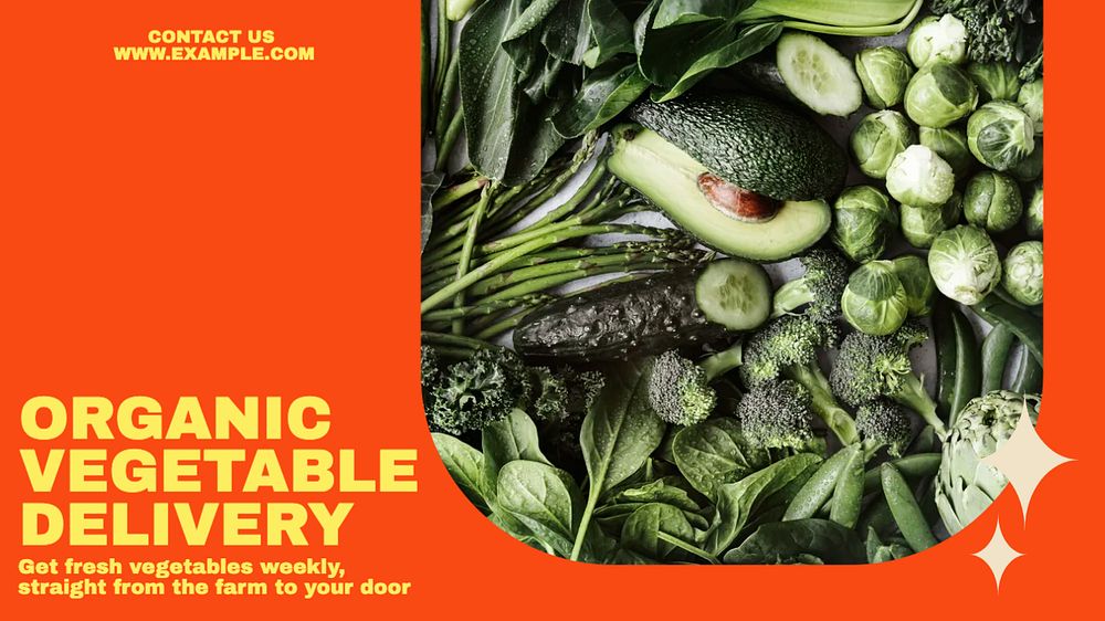 Organic vegetable delivery blog banner template, editable ad