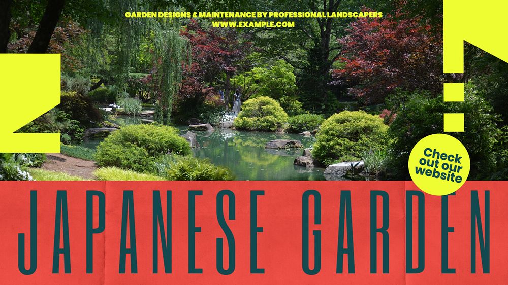 Japanese garden blog banner template, editable ad