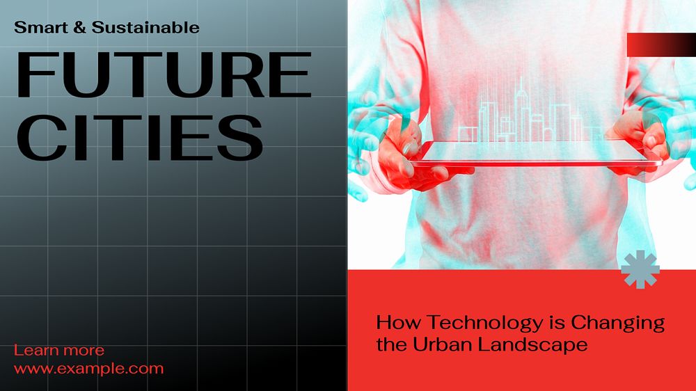 Future city blog banner template, editable ad