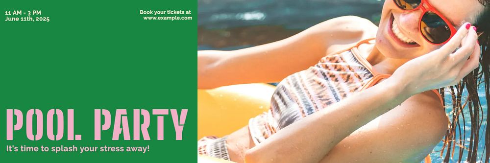 Pool party email header template, editable design