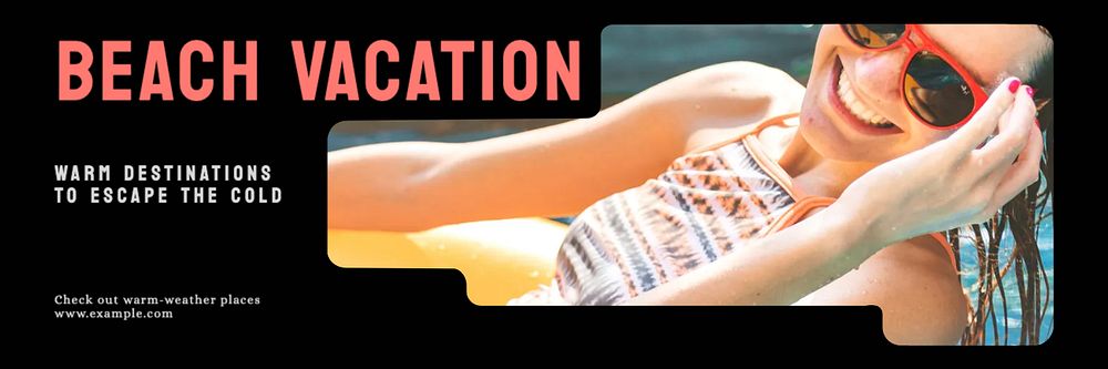 Beach vacation email header template, editable design