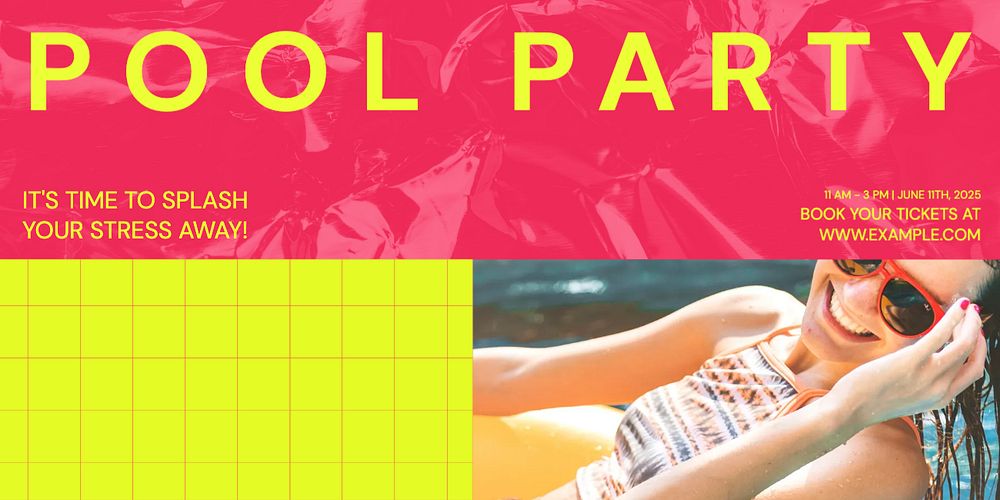 Pool party Twitter post template, editable text